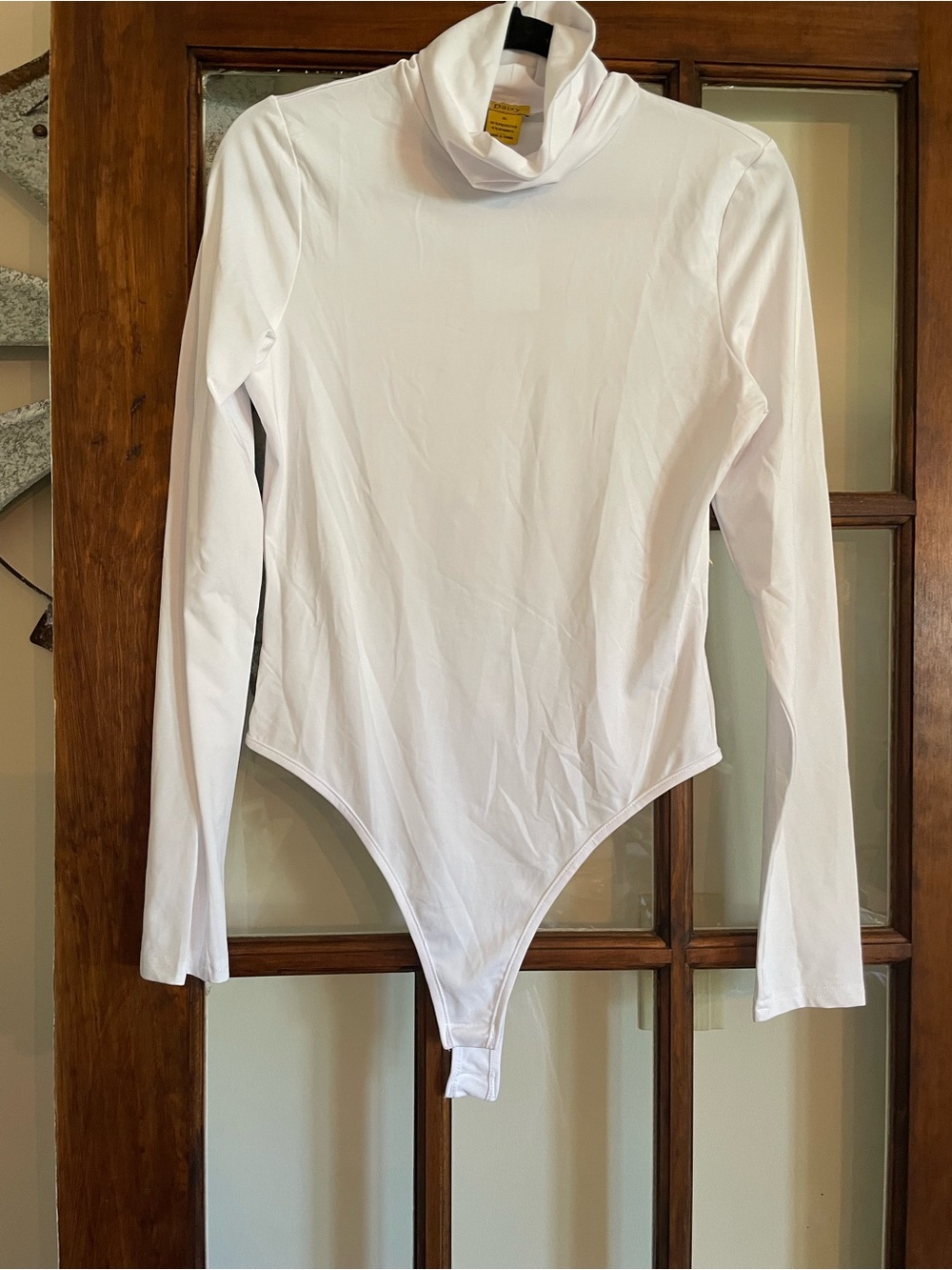 Daisy White Long-Sleeve Turtleneck One-Piece Bodysuit
